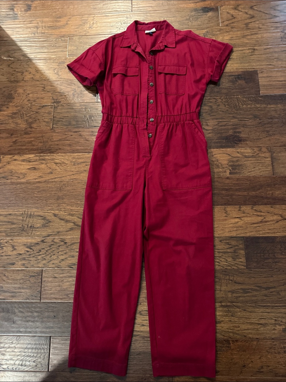 Universal Thread Maroon-Red Short-Sleeve Utility Jumpsuit